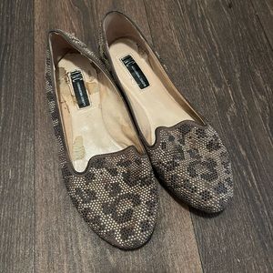 INC Galle Cheetah Leopard Animal Print Studded Rhinestone Neutral Flats Loafers